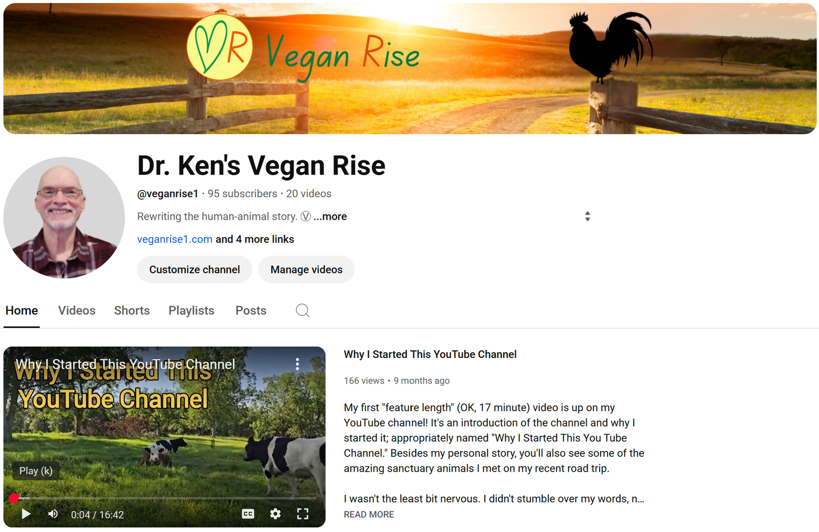 Vegan Rise YouTube Channel Ken with Lincoln the Turkey